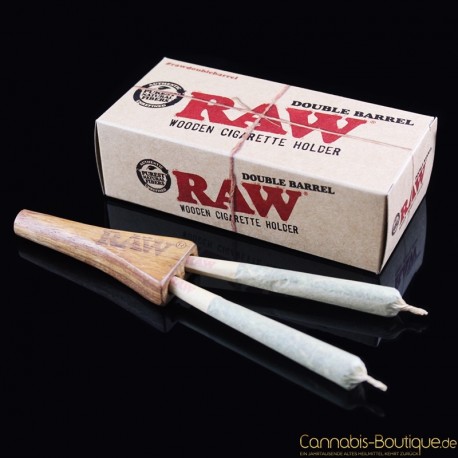 RAW Double Barrel 2fach Zigarettenhalter Jointhalter aus echtem Holz Joint Halte 