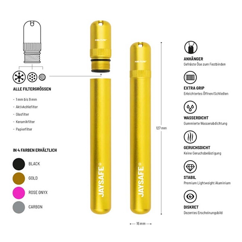 JAYSAFE® Premium Joint Holder Case in Gold CannabisBoutique.de